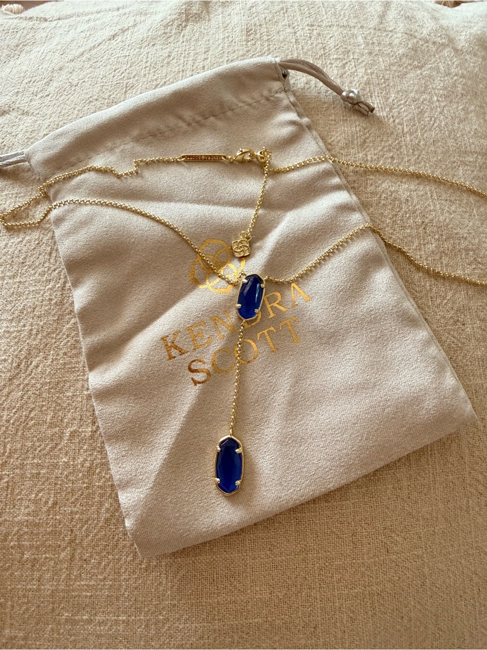 Kendra Scott Gold  Necklace with Cobalt Blue Stones